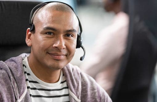 BPO male agent with headset